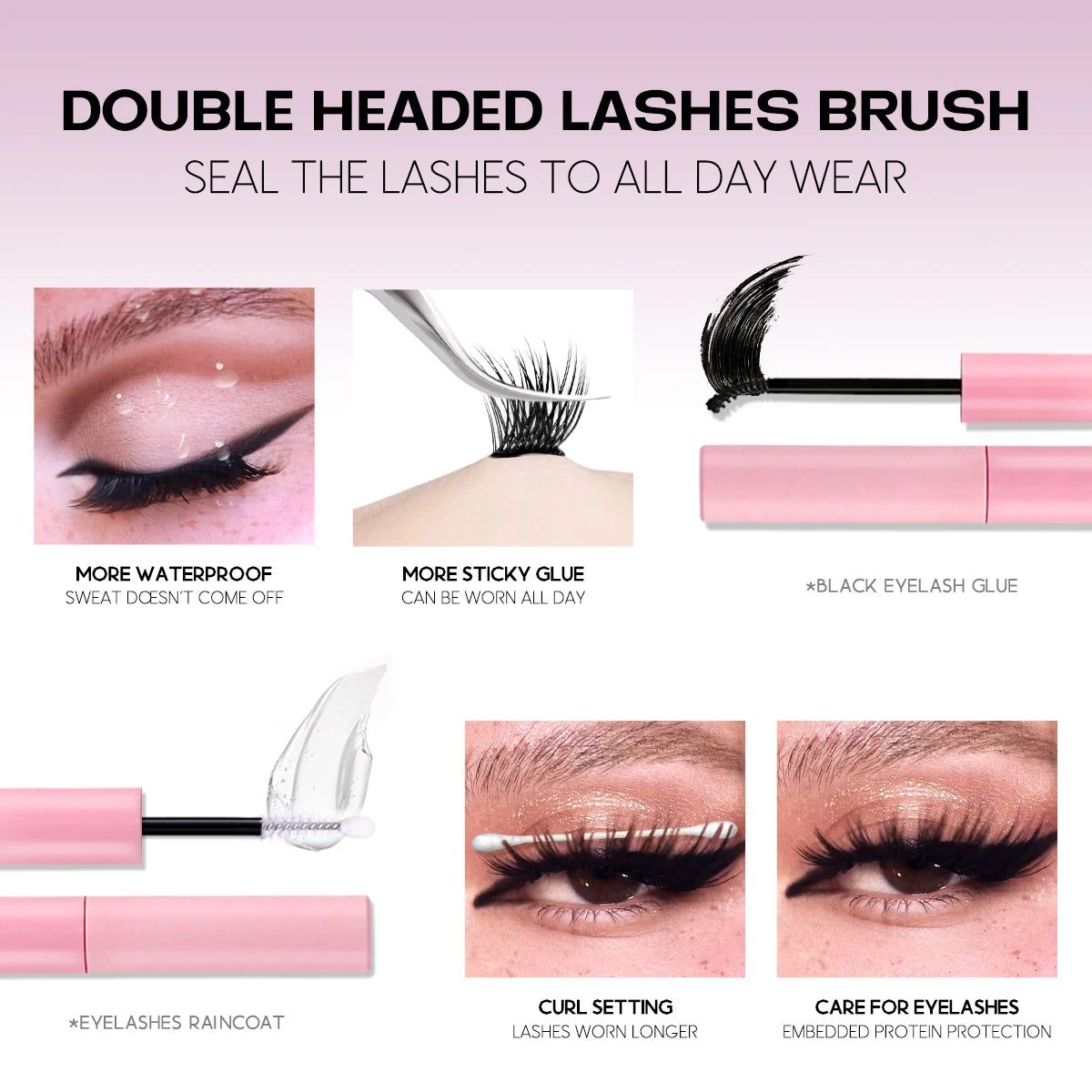 Lash Clusters Kit with Waterproof Strong Hold DIY Lash Extension Kit Lash Bond and Seal and Eyelash Tweezers Makeup