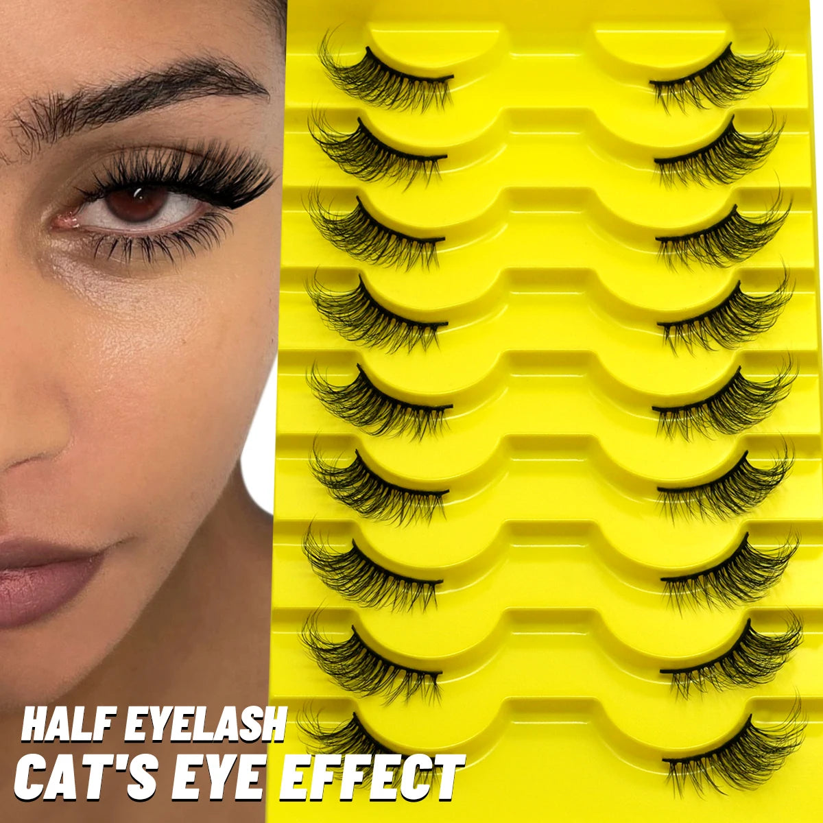 Half Lashes 5/7/10 Pairs Half Lashes Soft Natural Cat Eye Lashes Makeup Tool Fake Eyelashes Extension Fluffy Faux Cils