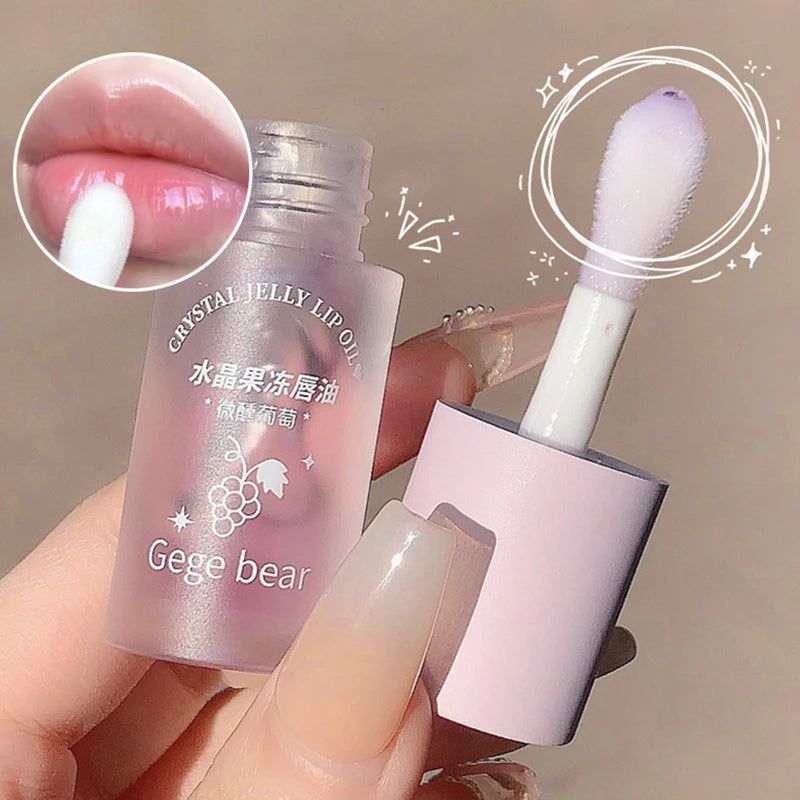 Crystal Jelly Lip Oil Hydrating Plumping Lip Coat for Lipstick Lipgloss Tinted Clear Lip Plumper Serum Lip Care Fruit Lip Balm