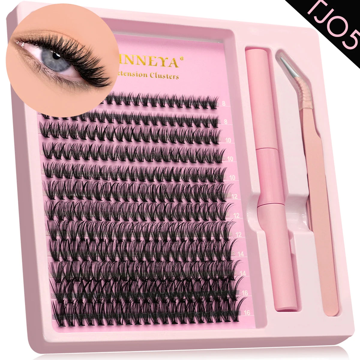 Lash Clusters Kit with Waterproof Strong Hold DIY Lash Extension Kit Lash Bond and Seal and Eyelash Tweezers Makeup