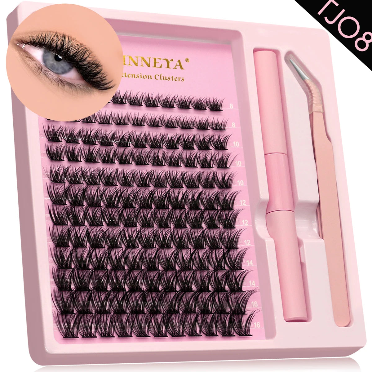 Lash Clusters Kit with Waterproof Strong Hold DIY Lash Extension Kit Lash Bond and Seal and Eyelash Tweezers Makeup