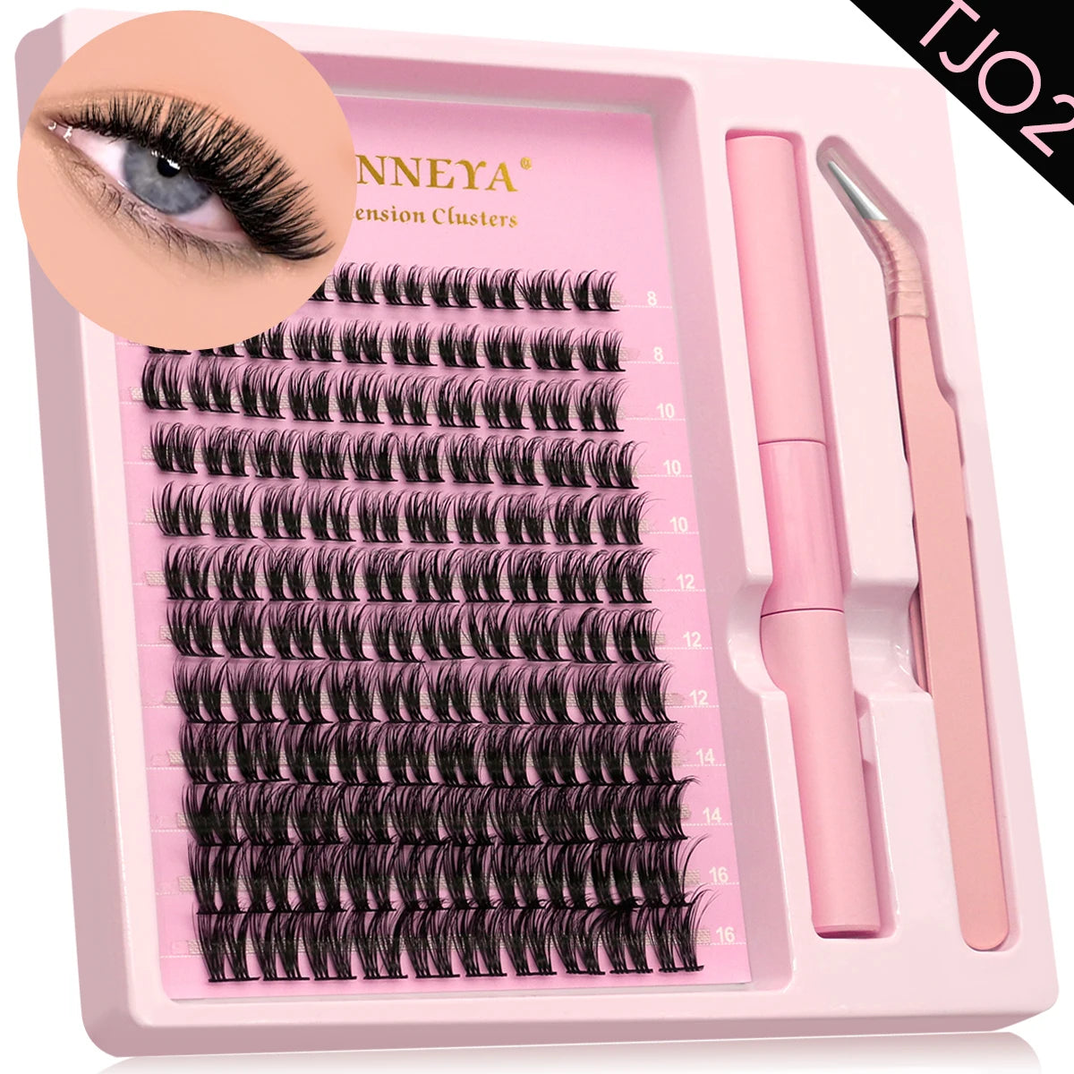 Lash Clusters Kit with Waterproof Strong Hold DIY Lash Extension Kit Lash Bond and Seal and Eyelash Tweezers Makeup