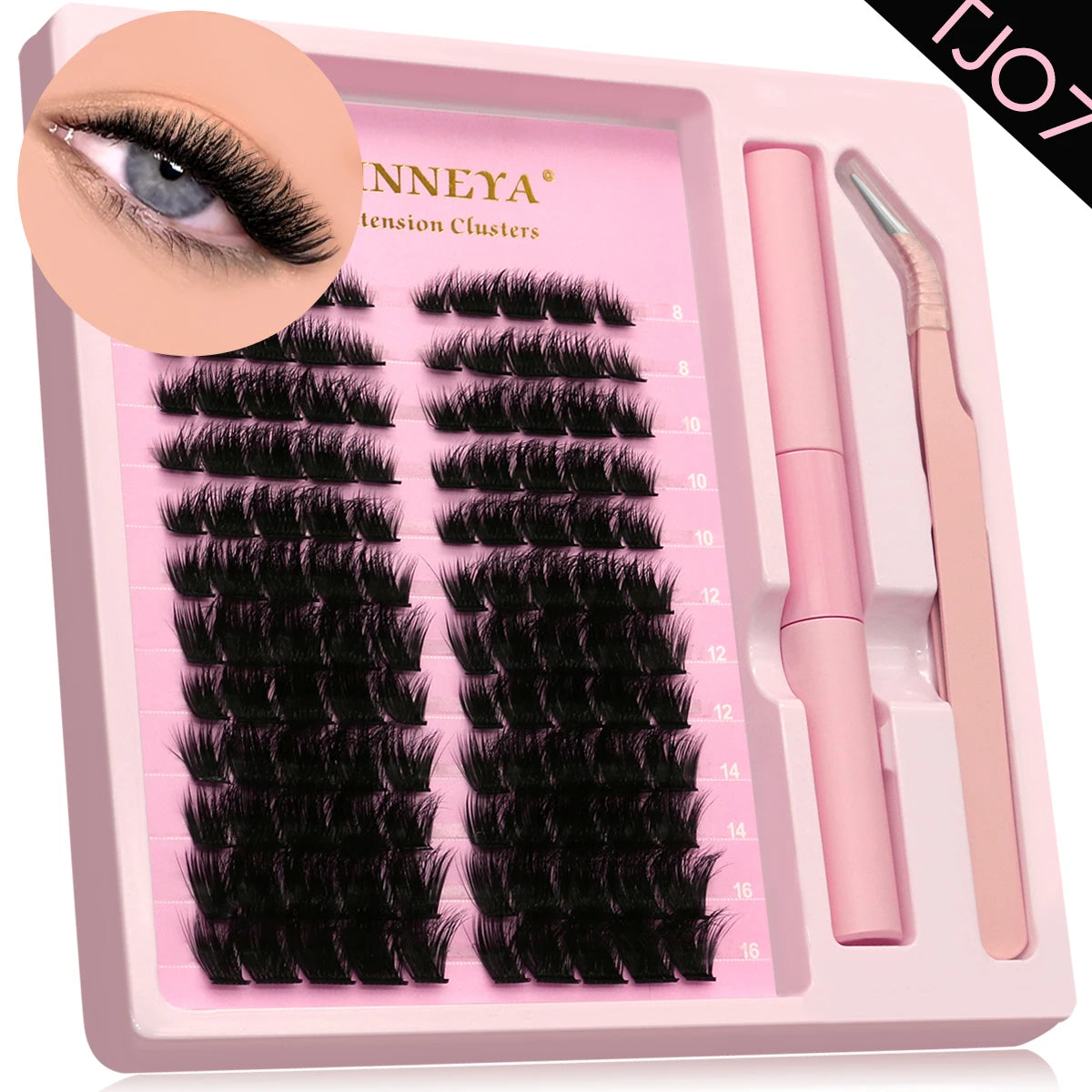 Lash Clusters Kit with Waterproof Strong Hold DIY Lash Extension Kit Lash Bond and Seal and Eyelash Tweezers Makeup