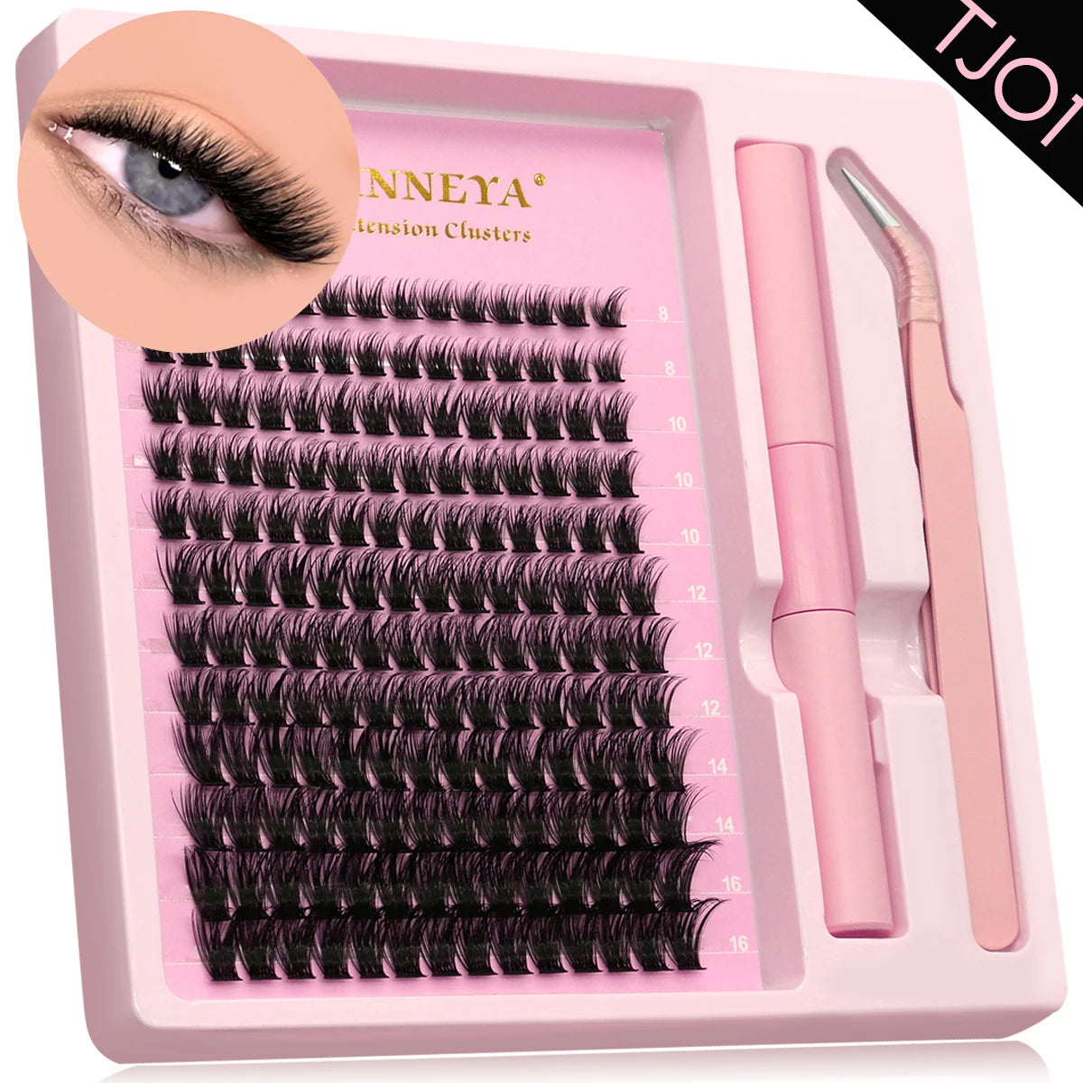 Lash Clusters Kit with Waterproof Strong Hold DIY Lash Extension Kit Lash Bond and Seal and Eyelash Tweezers Makeup