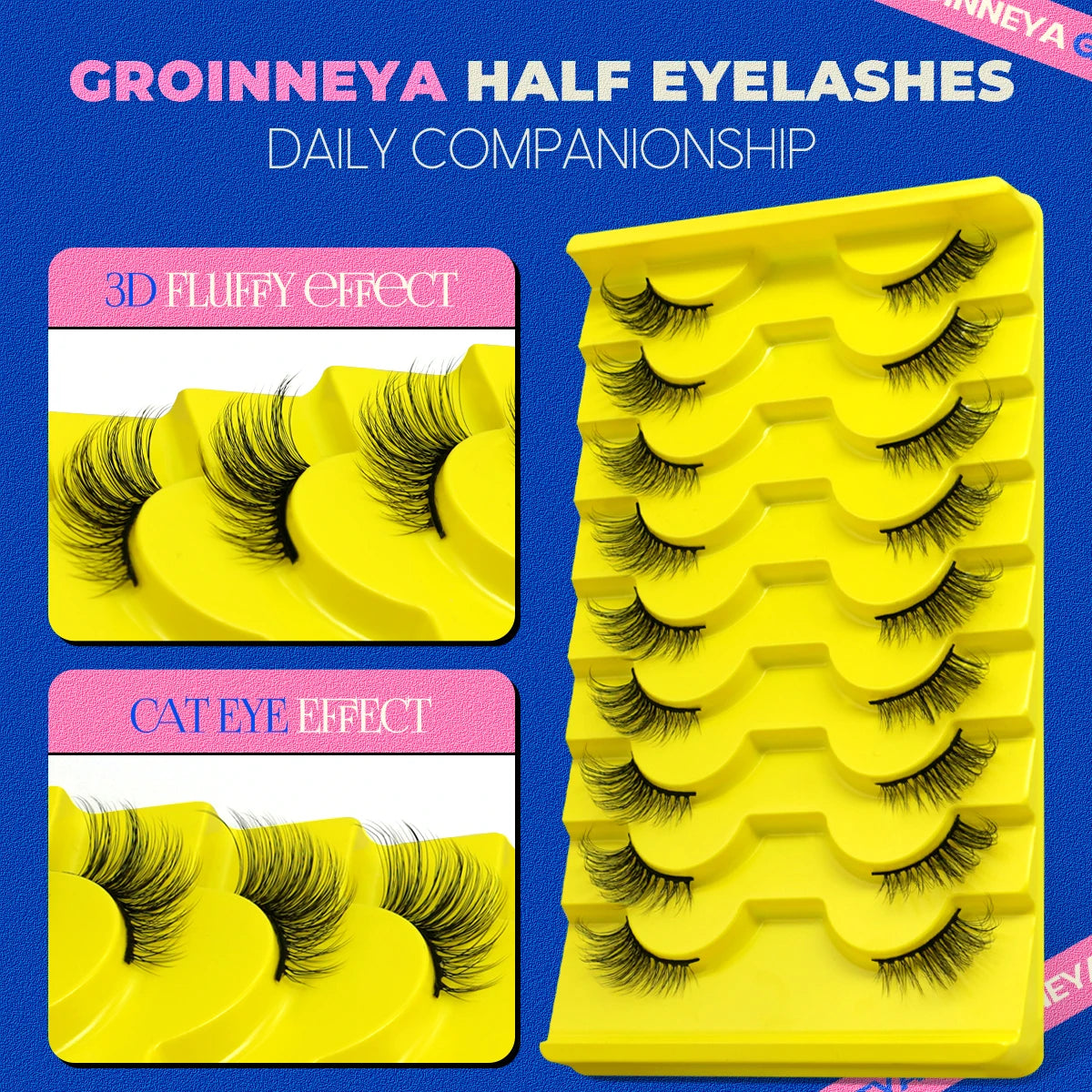 Half Lashes 5/7/10 Pairs Half Lashes Soft Natural Cat Eye Lashes Makeup Tool Fake Eyelashes Extension Fluffy Faux Cils