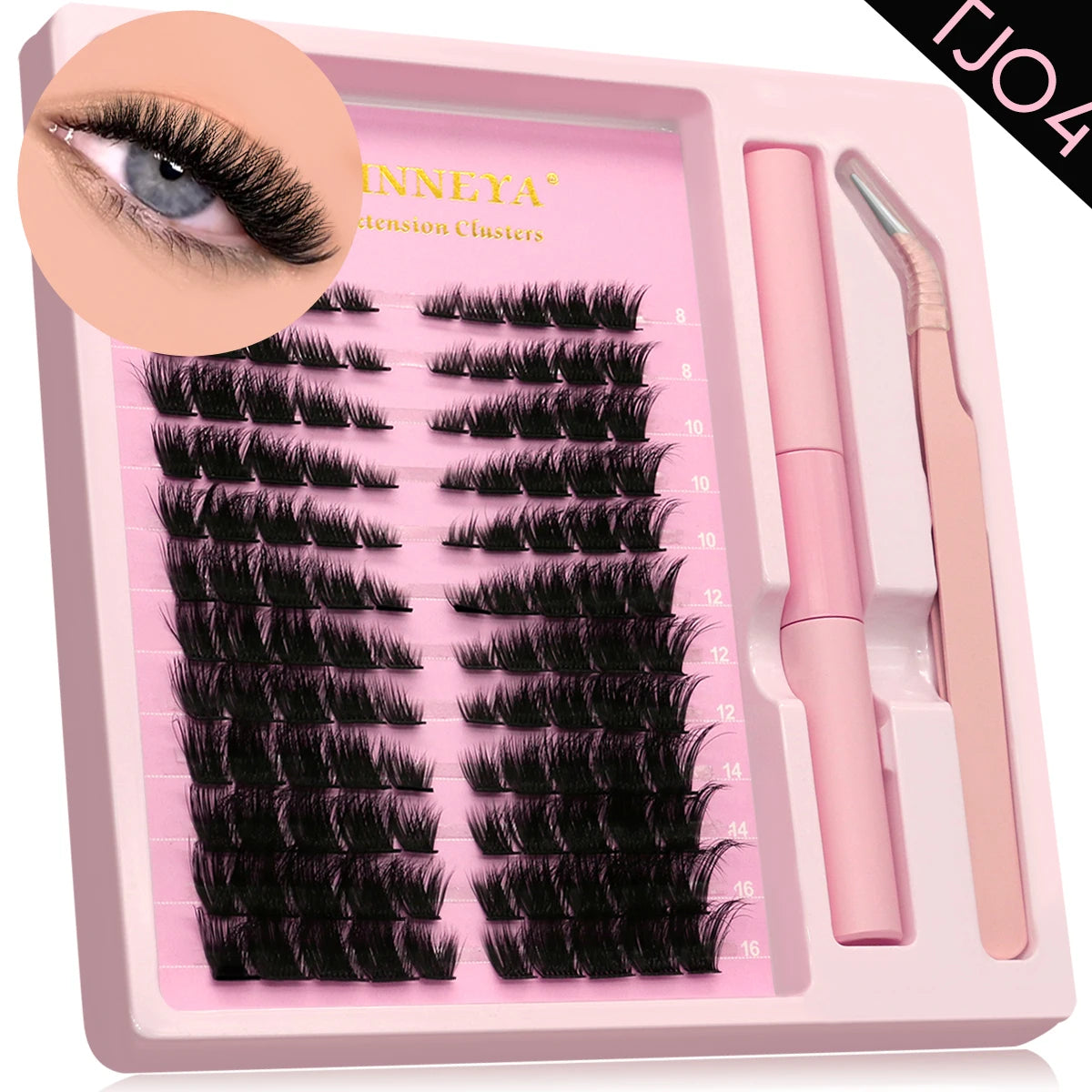 Lash Clusters Kit with Waterproof Strong Hold DIY Lash Extension Kit Lash Bond and Seal and Eyelash Tweezers Makeup