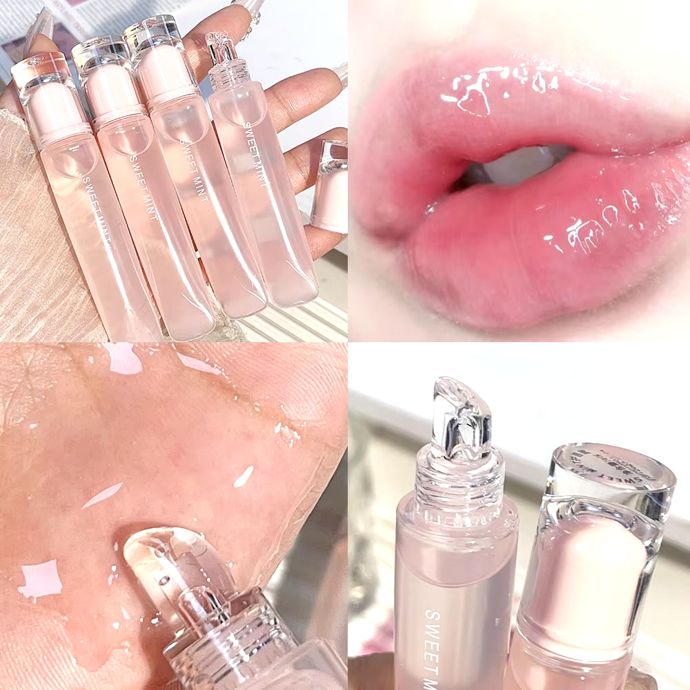 Plumping Jelly Lip Gloss Lasting Moisturizing Transparent Lip Oil Water Light Mirror Liquid Lipstick Women Lips Makeup Cosmetics