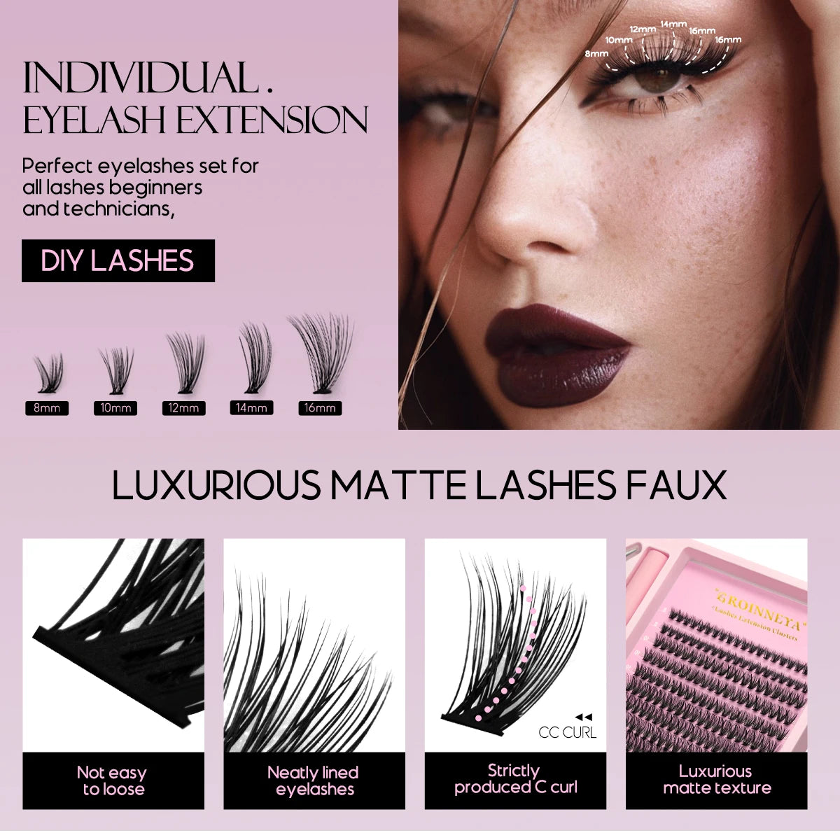 Lash Clusters Kit with Waterproof Strong Hold DIY Lash Extension Kit Lash Bond and Seal and Eyelash Tweezers Makeup