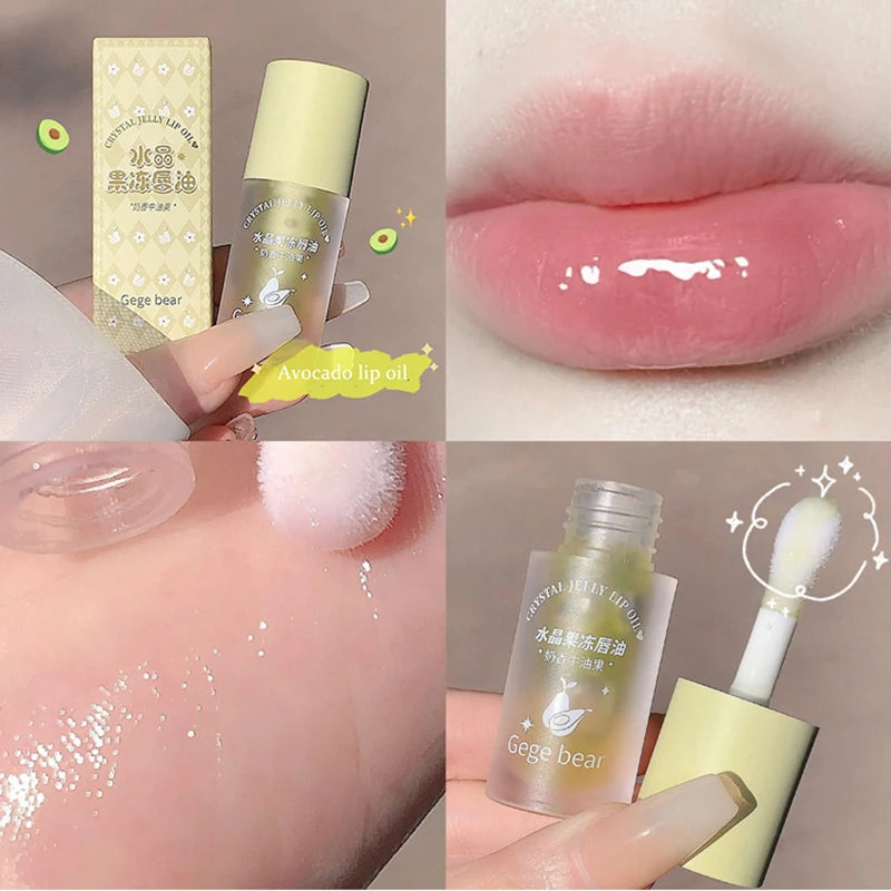 Crystal Jelly Lip Oil Hydrating Plumping Lip Coat for Lipstick Lipgloss Tinted Clear Lip Plumper Serum Lip Care Fruit Lip Balm