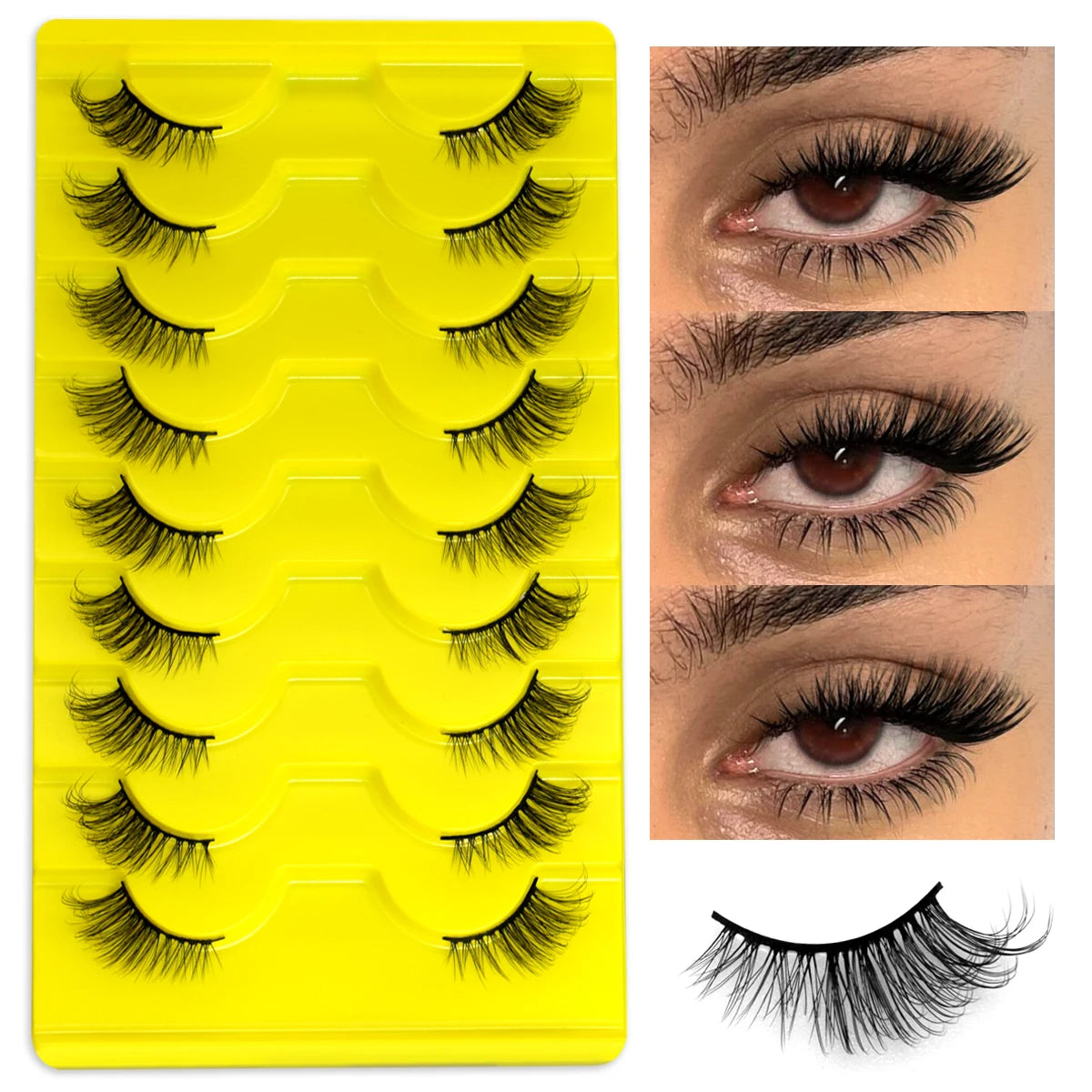 Half Lashes 5/7/10 Pairs Half Lashes Soft Natural Cat Eye Lashes Makeup Tool Fake Eyelashes Extension Fluffy Faux Cils