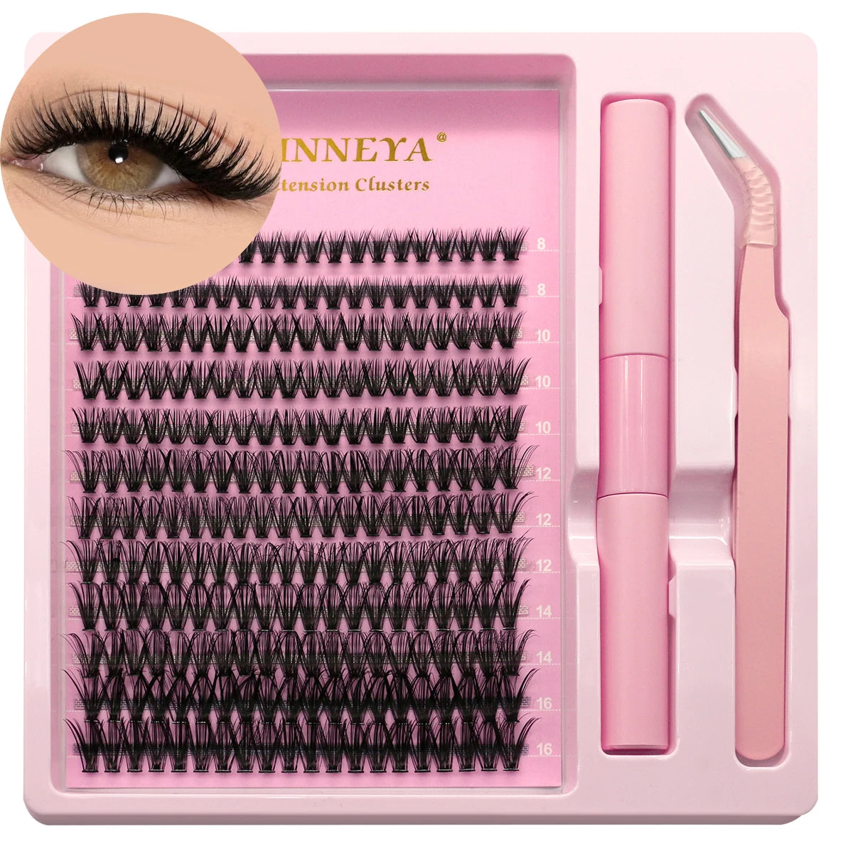 Lash Clusters Kit with Waterproof Strong Hold DIY Lash Extension Kit Lash Bond and Seal and Eyelash Tweezers Makeup